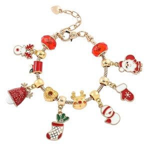 Christmas Charm Bracelet with Santa and Snowman